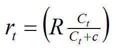 equation describing the effect of exponentially diminishing nutrient concentration on growth rate